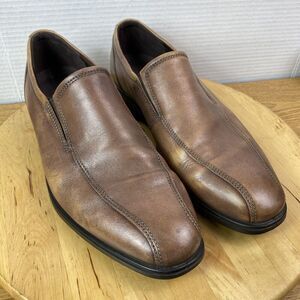 ECCO Slip On Leather Loafer Dress Shoes Distressed Brown Casual Men’s 10 US A61
